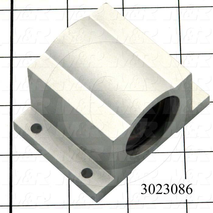 Shaft Guide, Block w/ Plane Closed Bearing, Aluminum Anodized Material, 3/4" Shaft Dia., 2 3/4" Width of Block, 2 1/16" Length of Block