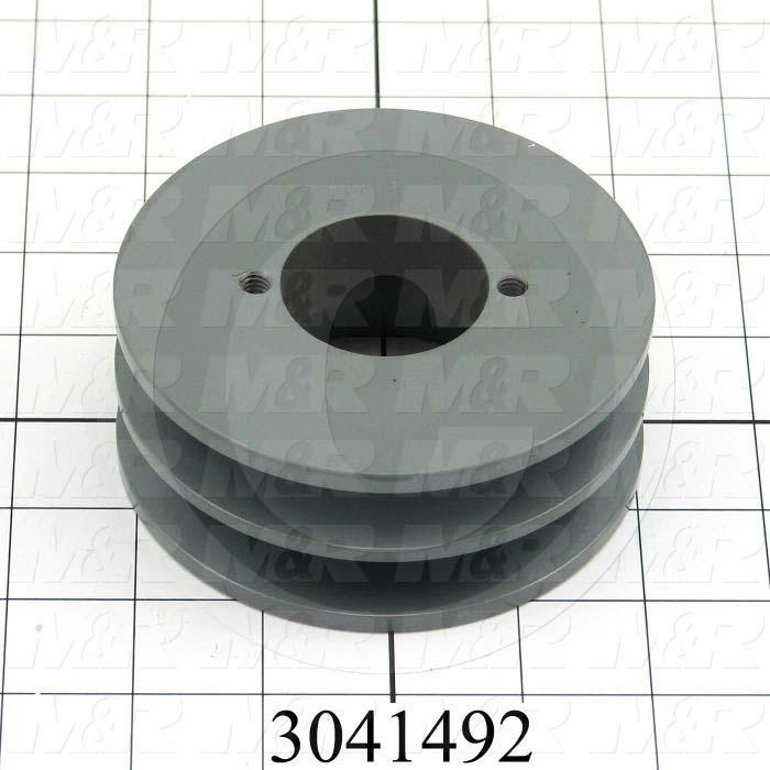 Sheaves, Double Groove, 2BK45H Sheave Type, Q-D H Bushing Bore Type, 4.250" Outside Diameter, Steel Material