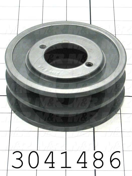 Sheaves, Double Groove, 2BK47H Sheave Type, Q-D H Bushing Bore Type, 4.450" Outside Diameter, Steel Material
