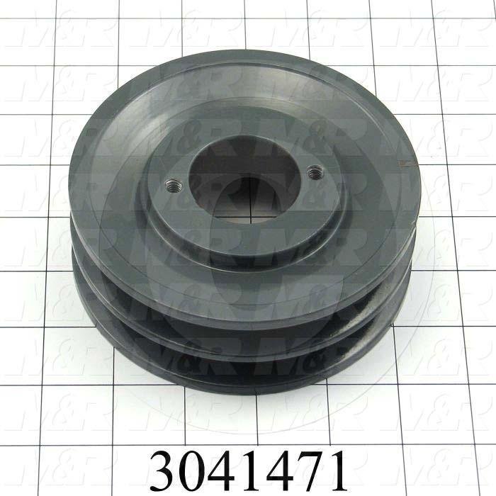 Sheaves, Double Groove, 2BK52H Sheave Type, Q-D H Bushing Bore Type, 4.95" Outside Diameter, Steel Material