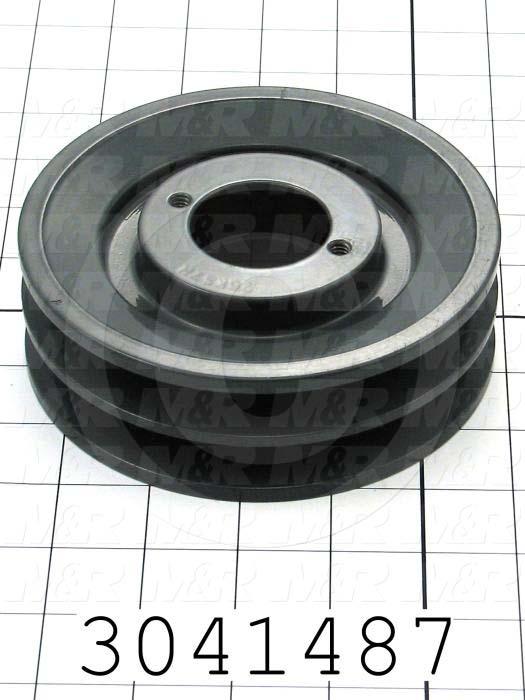 Sheaves, Double Groove, 2BK57H Sheave Type, Q-D H Bushing Bore Type, 5.450" Outside Diameter, Steel Material