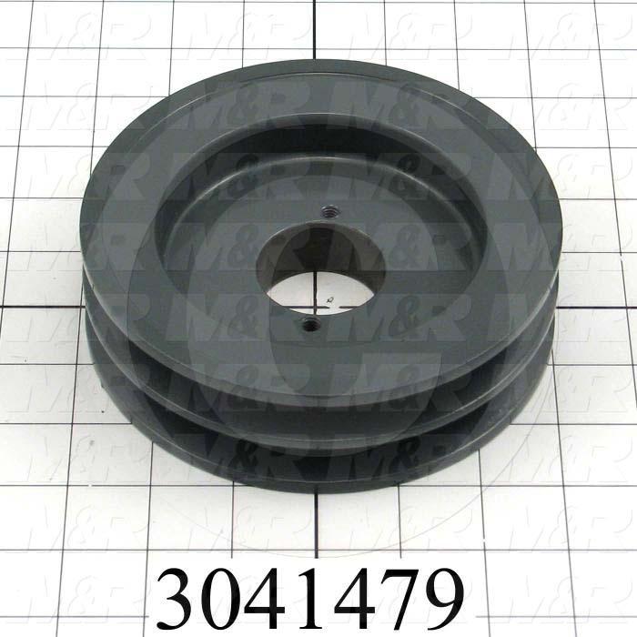 Sheaves, Double Groove, 2BK62H Sheave Type, Split Taper  H Bushing Bore Type, 5.95" Outside Diameter, Cast Iron Material