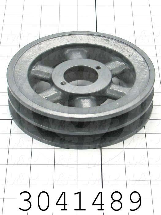 Sheaves, Double Groove, 2BK70H Sheave Type, Split Taper  H Bushing Bore Type, 6.75" Outside Diameter, Cast Iron Material