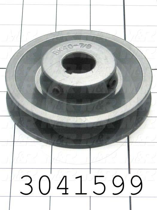 Sheaves, Single Groove, BK40 Sheave Type, Cylindrical with Keyway Bore Type, 7/8 in. Bore Size, 3.95" Outside Diameter, Cast Iron Material
