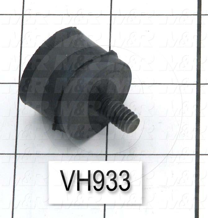 Shock Absorbers, Black Neoprene, Vibration-Damping Type, 1 in. Outside Diameter, 1.25 in. Length, 0.75" Thickness, 1/4"-20 Thread Size