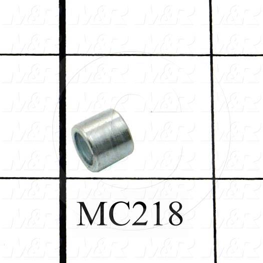 Sleeve, 0.350" Outside Diameter, 0.250" Inside Diameter, 0.310" Overall Length, Steel Material, Zinc Finish