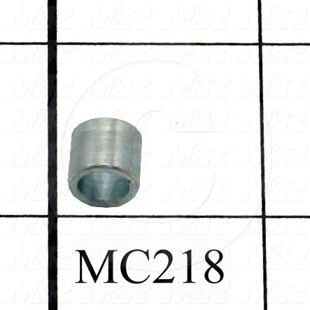 Sleeve, 0.350" Outside Diameter, 0.250" Inside Diameter, 0.310" Overall Length, Steel Material, Zinc Finish
