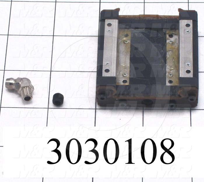 Slide (Rail) Guide, Slide Block, Steel, Standard Accuracy, 37 mm Width of Rail, 54 mm Width of Block, 58.8 mm Length of Block