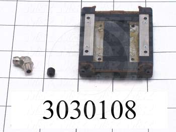 Slide (Rail) Guide, Slide Block, Steel, Standard Accuracy, 37 mm Width of Rail, 54 mm Width of Block, 58.8 mm Length of Block
