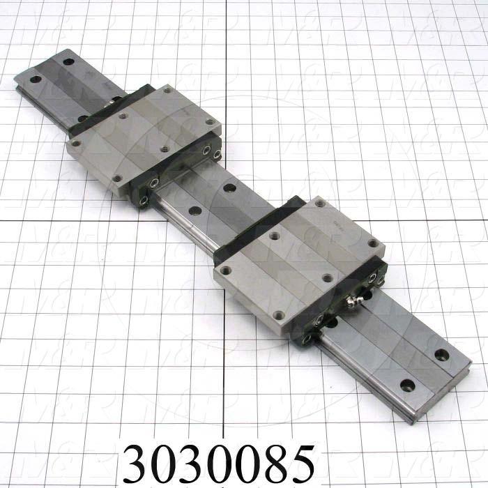 Slide (Rail) Guide, Slide Guide- Set, Steel, 69 mm Width of Rail, 520 mm Length of Rail, 120 mm Width of Block, 107 mm Length of Block, 35 mm Height of the Set