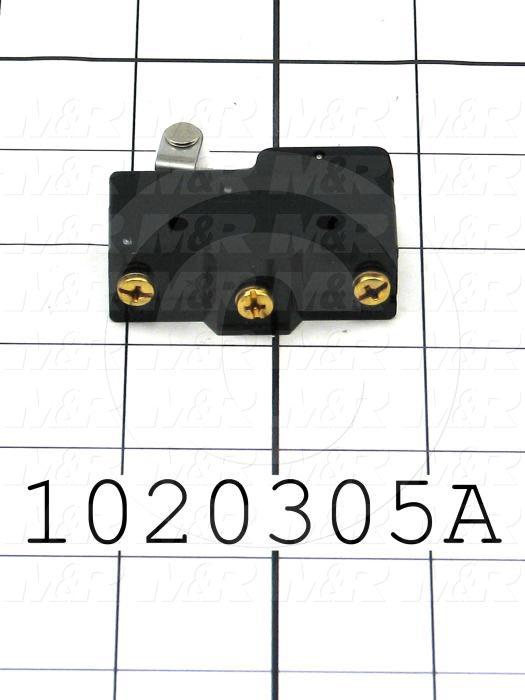 Snap Action Switch, Heavy Duty, SPDT, 125V, 20A, Screw Terminal, Short Hinge Roller Lever