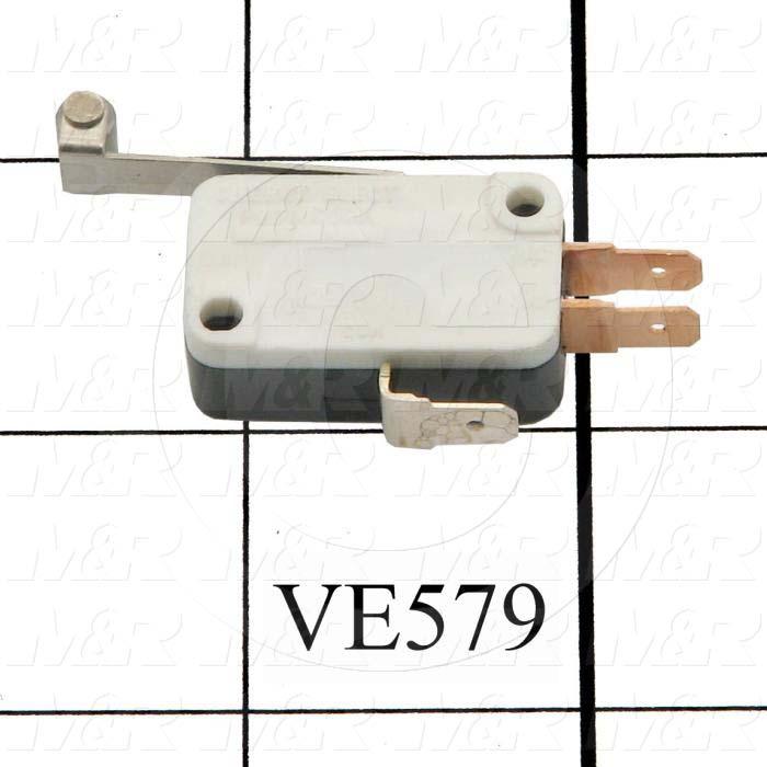 Snap Action Switch, SPDT, 125/250V, 15A, Quick Connection Terminal, Hinge Roller Lever