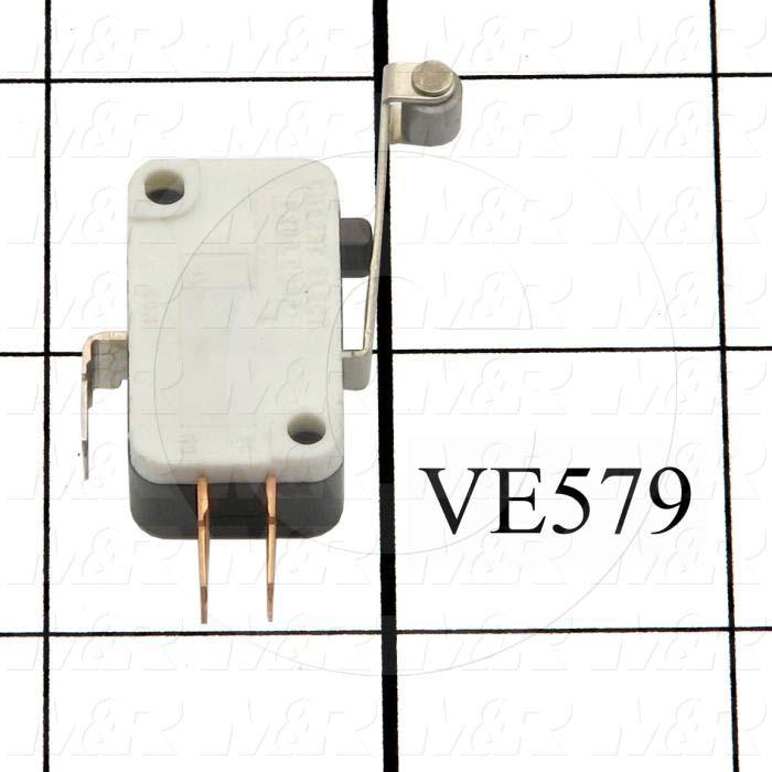 Snap Action Switch, SPDT, 125/250V, 15A, Quick Connection Terminal, Hinge Roller Lever