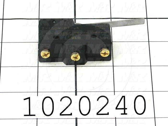 Snap Action Switch, SPDT, 125V, 15A, Screw Terminal, Hinge Lever