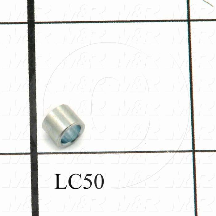 Spacers and Standoffs, Female Unthreaded Round Spacer Type, 0.22" Outside Diameter, 0.156" Inside Diameter, 0.175" Overall Length, Steel Material, Cadmium Finish
