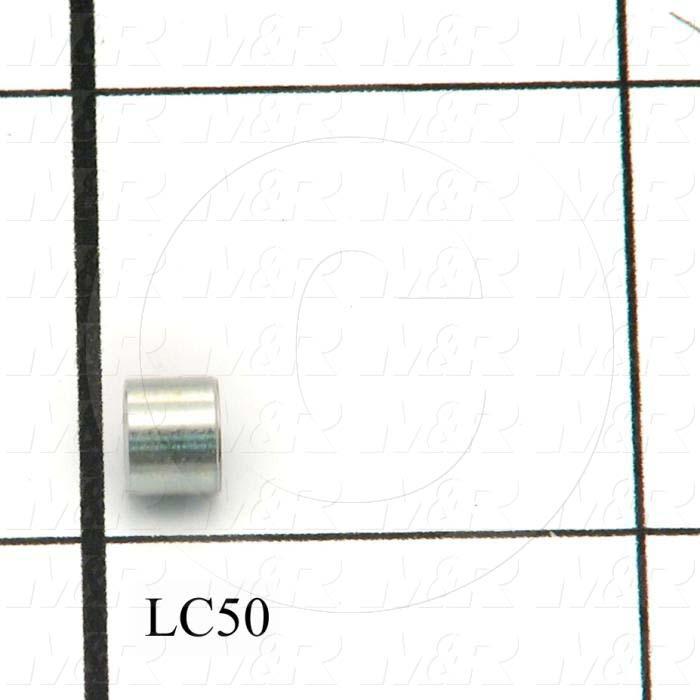 Spacers and Standoffs, Female Unthreaded Round Spacer Type, 0.22" Outside Diameter, 0.156" Inside Diameter, 0.175" Overall Length, Steel Material, Cadmium Finish