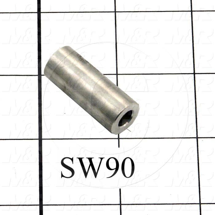 Spacers and Standoffs, Female Unthreaded Round Spacer Type, 0.50" Outside Diameter, 0.25 in. Inside Diameter, 1.25 in. Overall Length, Aluminum Material