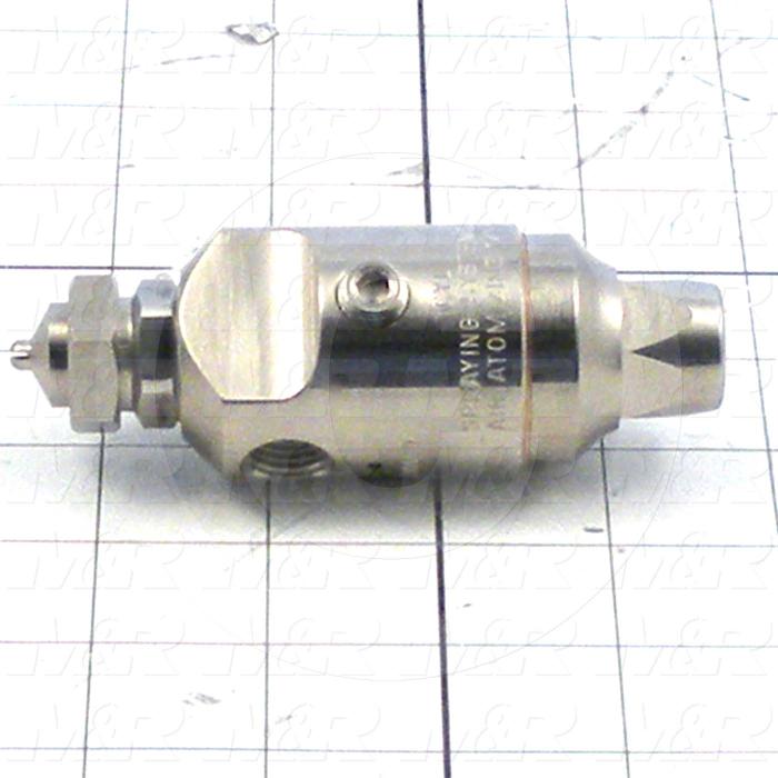 Spraying Systems, Air Atomizing Nozzle, Flat Pattern, Shut-Off/ Cleanout Needle Type, Stainless Steel Material