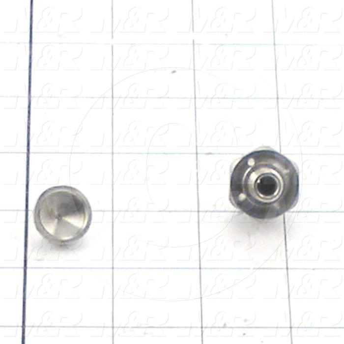 Spraying Systems, Air Atomizing Nozzle, Wide Angle Round, Shut-Off Needle Type, Stainless Steel Material, Face mounted Mounting, 1.00" Overall Length