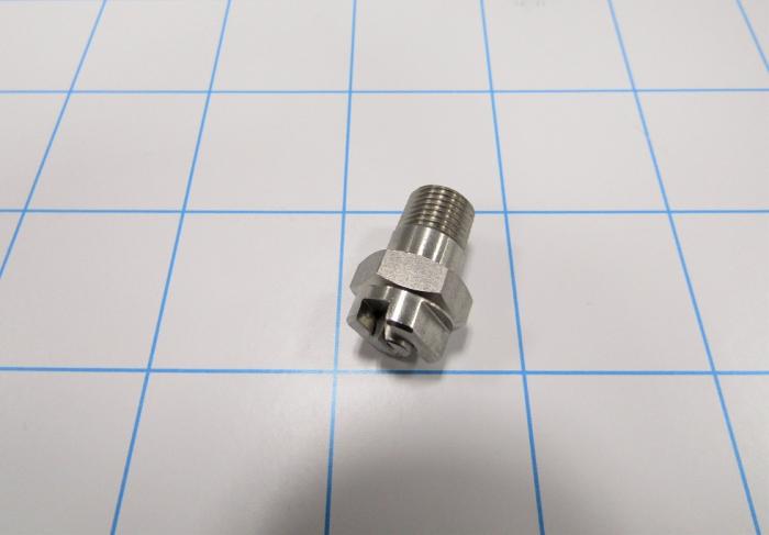 Spraying Systems, Spray Nozzle, Flat Pattern, Stainless Steel Material, 1/8 in. BSP Liquid Inlet, Male Thread Mounting, Spare Part For Eco-Tex Modular Chamber One