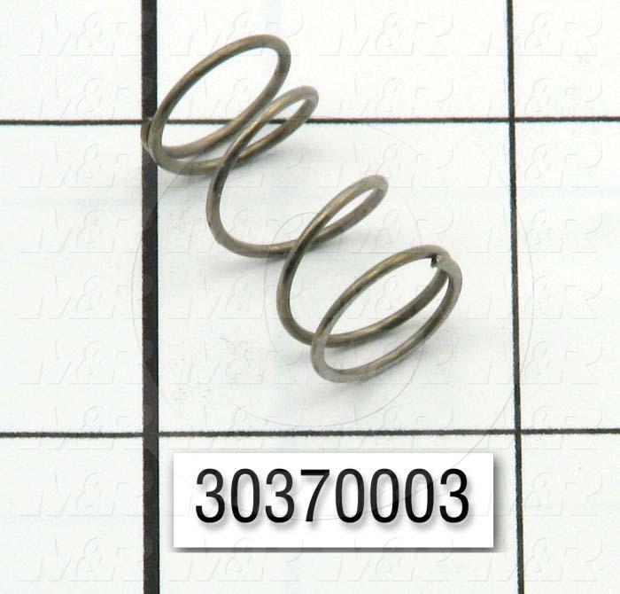 Springs, Compression Type, 0.038 in. Wire Diameter, 0.48 in. Outside Diameter, 0.875" Overall Length, 0.21 in. Solid Length, Stainless Steel 302 Material, Closed and Ground Spring Ends