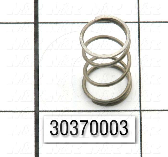 Springs, Compression Type, 0.038 in. Wire Diameter, 0.48 in. Outside Diameter, 0.875" Overall Length, 0.21 in. Solid Length, Stainless Steel 302 Material, Closed and Ground Spring Ends