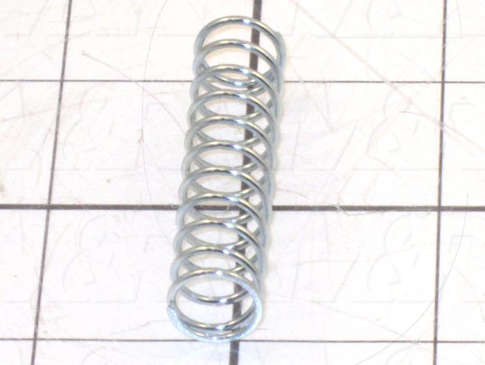 Springs, Compression Type, 0.045 in. Wire Diameter, 0.48 in. Outside Diameter, 2.00 in. Overall Length, 0.54 in. Solid Length, Music Wire Material, Closed and Ground Spring Ends