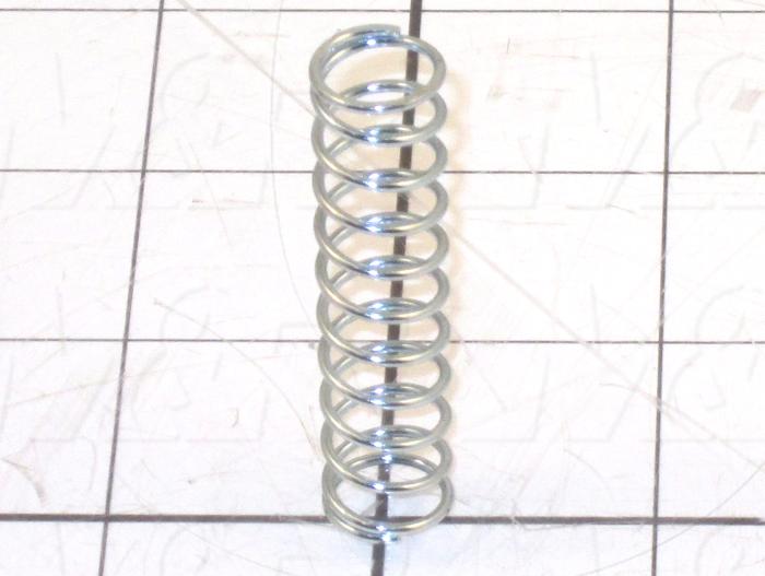 Springs, Compression Type, 0.045 in. Wire Diameter, 0.48 in. Outside Diameter, 2.00 in. Overall Length, 0.54 in. Solid Length, Music Wire Material, Closed and Ground Spring Ends