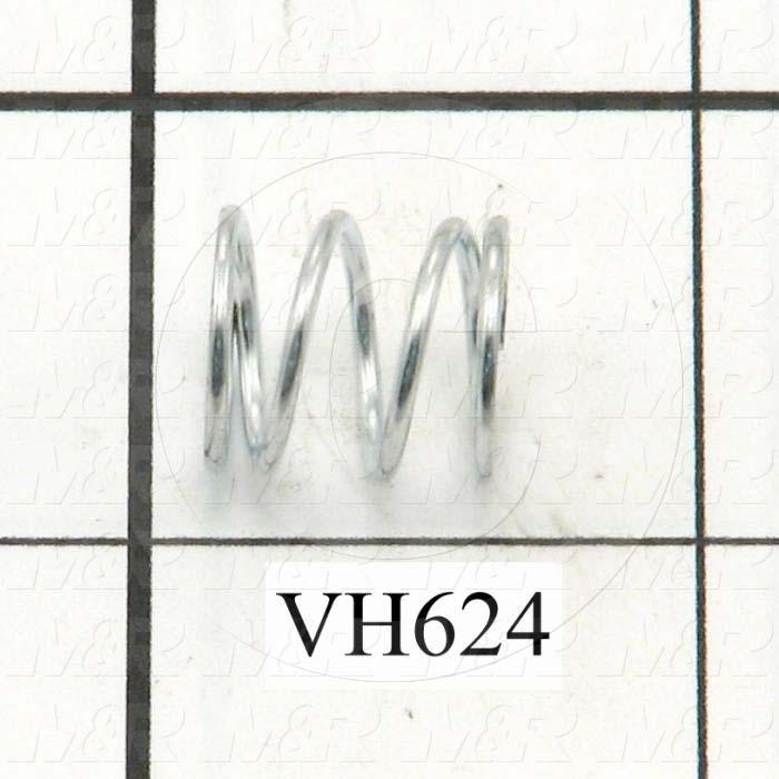 Springs, Compression Type, 0.045 in. Wire Diameter, 0.500" Outside Diameter, 0.50 in. Overall Length, 0.192" Solid Length, 4.1 Total Coils, Spring Wire Material