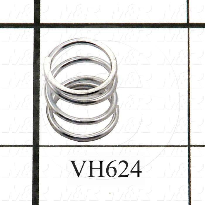 Springs, Compression Type, 0.045 in. Wire Diameter, 0.500" Outside Diameter, 0.50 in. Overall Length, 0.192" Solid Length, 4.1 Total Coils, Spring Wire Material