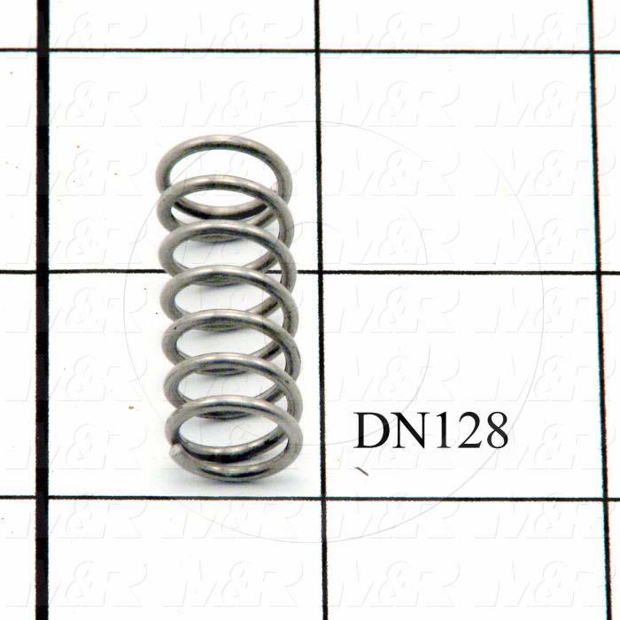Springs, Compression Type, 0.055 in. Wire Diameter, 0.500" Outside Diameter, 1.19" Overall Length, 7 Total Coils, Stainless Steel Material, Closed Spring Ends
