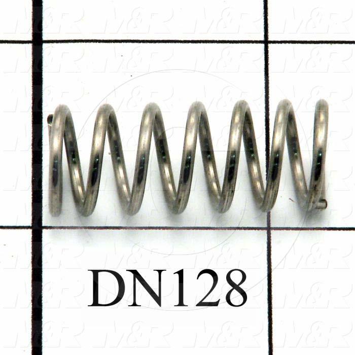 Springs, Compression Type, 0.055 in. Wire Diameter, 0.500" Outside Diameter, 1.19" Overall Length, 7 Total Coils, Stainless Steel Material, Closed Spring Ends
