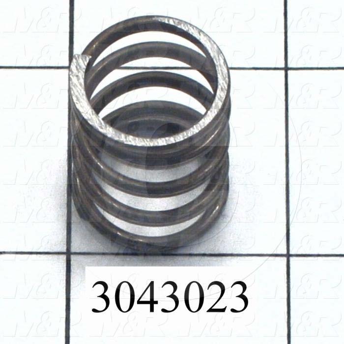 Springs, Compression Type, 0.072 in. Wire Diameter, 0.720" Outside Diameter, 1.00" Overall Length, 0.397" Solid Length, 5 Total Coils, Closed and Ground Spring Ends, 42.00 Lb/In Rate