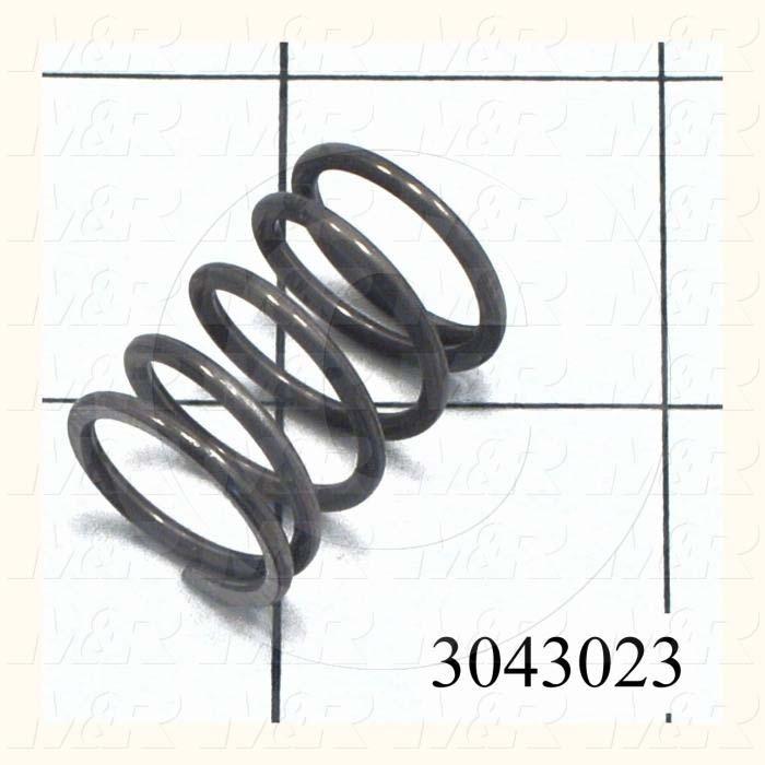 Springs, Compression Type, 0.072 in. Wire Diameter, 0.720" Outside Diameter, 1.00" Overall Length, 0.397" Solid Length, 5 Total Coils, Closed and Ground Spring Ends, 42.00 Lb/In Rate