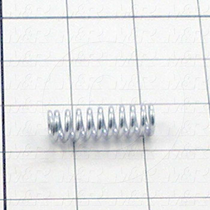 Springs, Compression Type, 0.080" Wire Diameter, 3.500" Outside Diameter, 1.50 in. Overall Length, 0.87" Solid Length, 10.8 Total Coils, Closed and Ground Spring Ends
