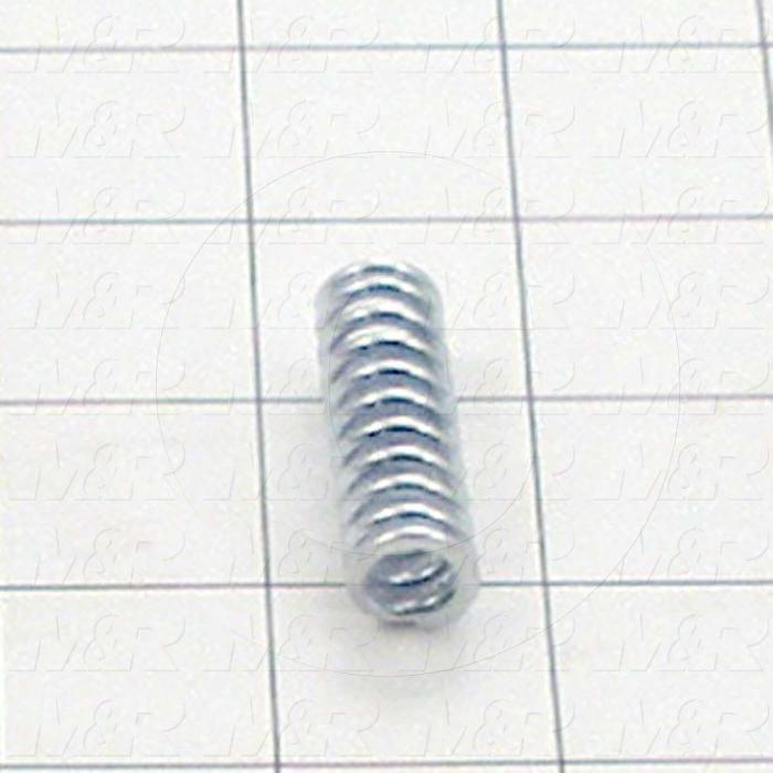 Springs, Compression Type, 0.080" Wire Diameter, 3.500" Outside Diameter, 1.50 in. Overall Length, 0.87" Solid Length, 10.8 Total Coils, Closed and Ground Spring Ends