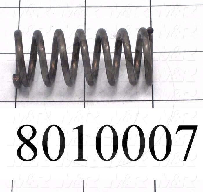 Springs, Compression Type, 0.105" Wire Diameter, 0.870" Outside Diameter, 2.00 in. Overall Length, 7 Total Coils, Spring Wire Material, Closed and Ground Spring Ends