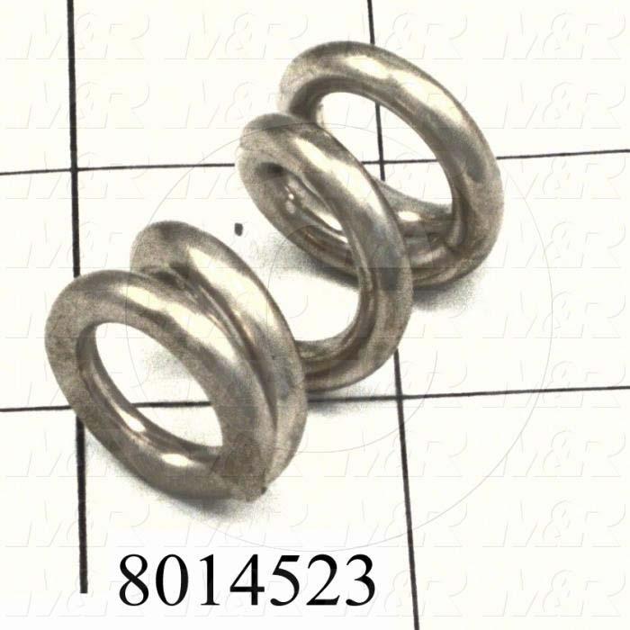 Springs, Compression Type, 0.16 in. Wire Diameter, 0.88 in. Outside Diameter, 1.44" Overall Length, 4 Total Coils, Spring Wire Material, Closed and Ground Spring Ends