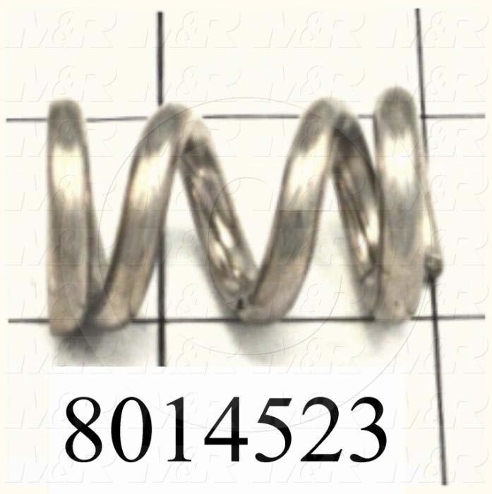 Springs, Compression Type, 0.16 in. Wire Diameter, 0.88 in. Outside Diameter, 1.44" Overall Length, 4 Total Coils, Spring Wire Material, Closed and Ground Spring Ends