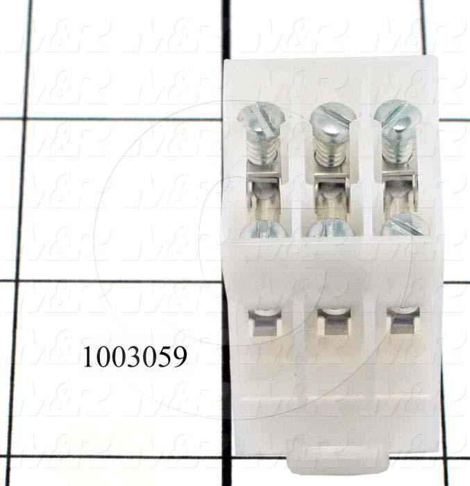 Terminal Block, 3 Poles, 60A, Rail Mounting