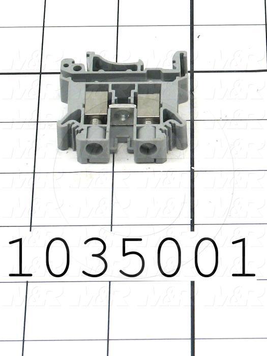 Terminal Block, Screw Clamp, 2 Poles, 24-6AWG, 65A, 600V, Gray