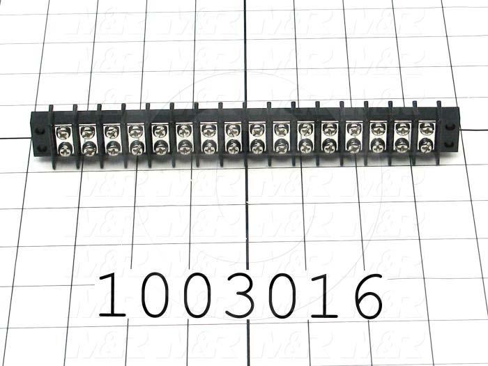 Terminal Block, Strip, 16 Poles, 14AWG