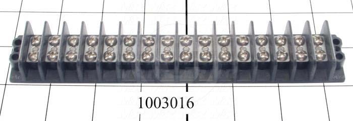 Terminal Block, Strip, 16 Poles, 14AWG