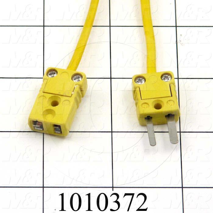 Thermocouple Wire, Extension, With Connectors, 10', Flat Pin Mini, Male to Female, Type K