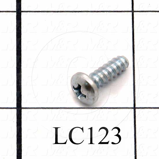 Thread-Forming, Head Pan Phillips, Thread Size #8, Screw Length 1/2 in., Material 1 Steel, Finish Zinc