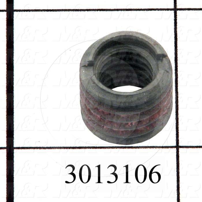 Threaded Insert, 3/8-16 Inside Thread, 9/16-12 Outside Thread, Right Hand Thread Direction, Self-Locking with Adhesive Seal Thread Locking Type, 0.52 in. Overall Length, Material Steel