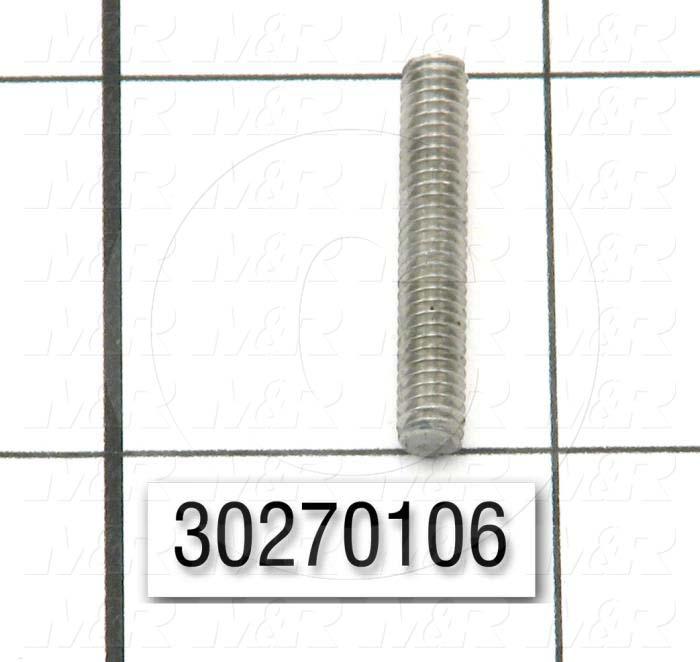 Threaded Rod/Stud, 8-32, 1.00" Thread Length, Stainless Steel Material