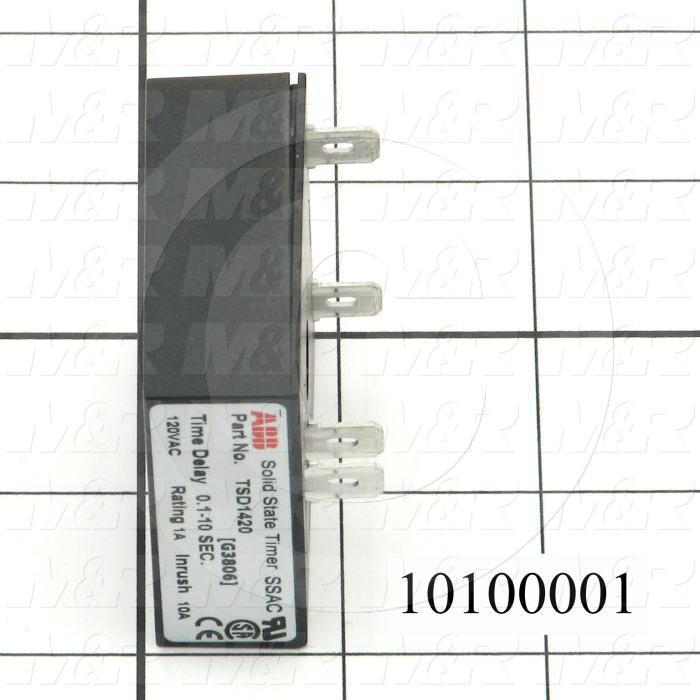 Timer, ONE-SHOT, Off-Delay, 0.2-10 Sec Time Range, 1A Rating, 120VAC