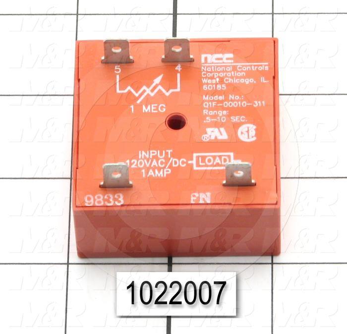 Timer, Solid State Cube Timer, 1-10 Sec Time Range, 120VAC