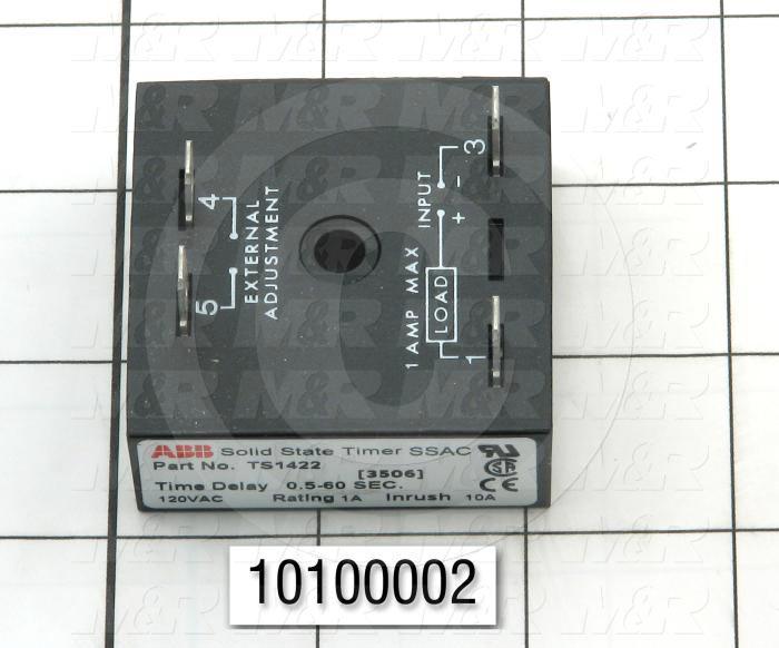 Timer, Solid State Cube Timer, .25-5S, 0.5-60 Sec Time Range, 1A Rating, 120VAC